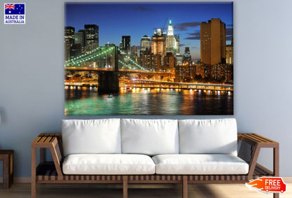 City & Bridge Night View Photograph Print 100% Australian Made