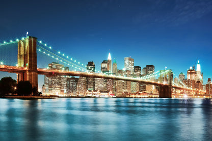 City & Bridge Night View Scenery Photograph Home Decor Premium Quality Poster Print Choose Your Sizes