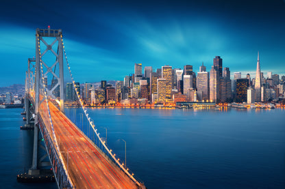 City & Bridge Night View Photograph Print 100% Australian Made