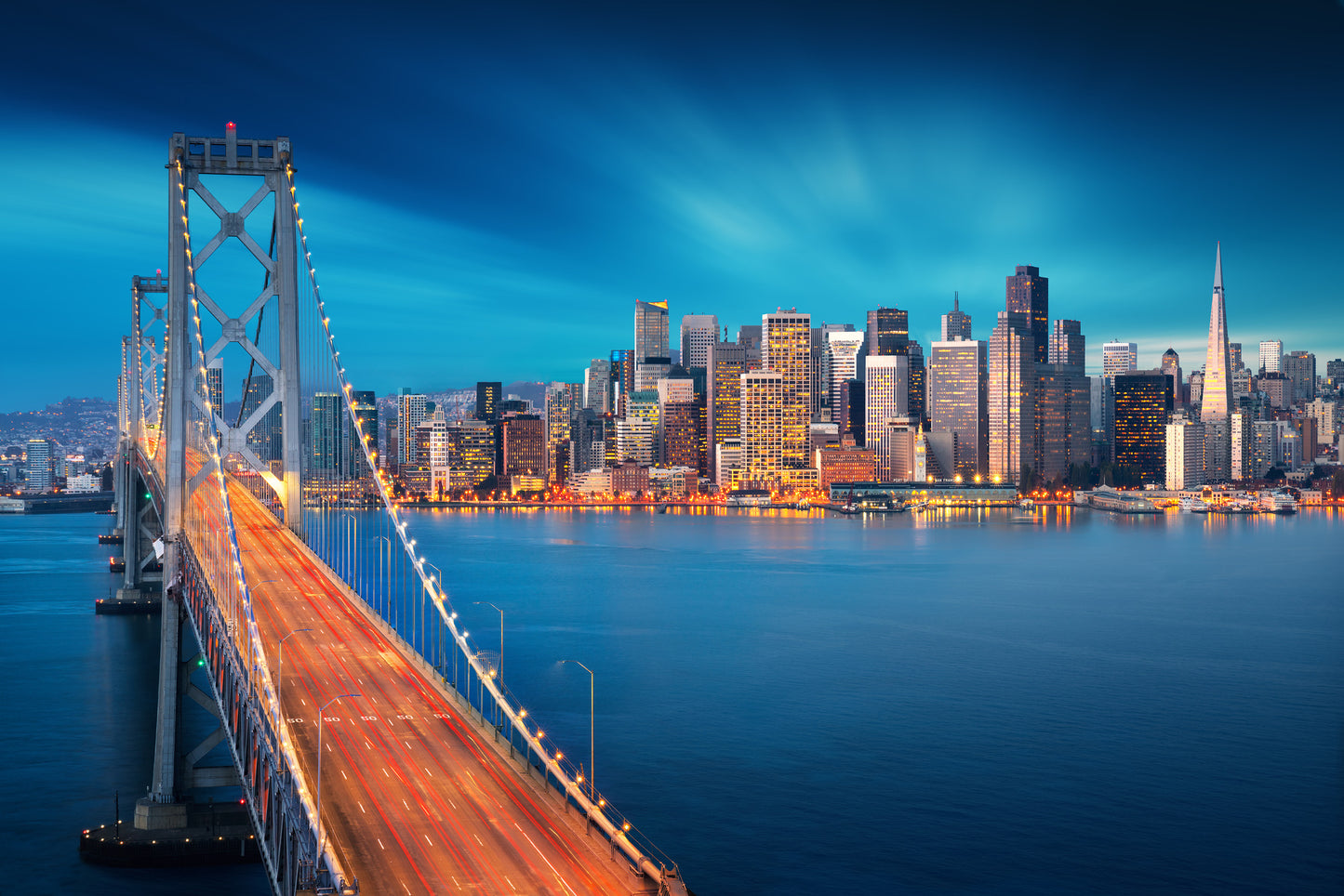 City & Bridge Night View Scenery Photograph Home Decor Premium Quality Poster Print Choose Your Sizes