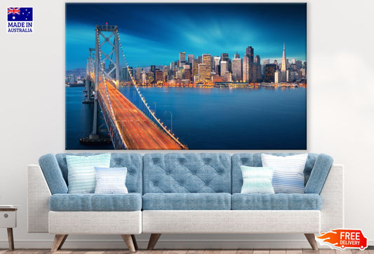 City & Bridge Night View Photograph Print 100% Australian Made