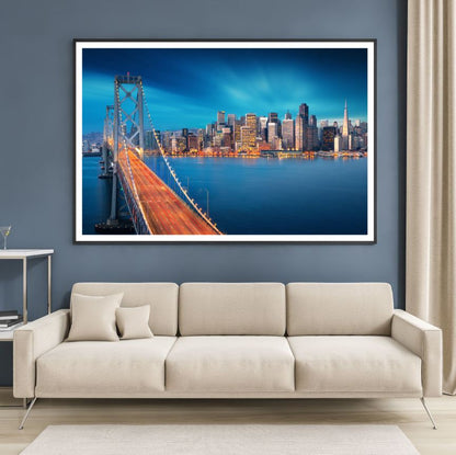 City Bridge Night View Photograph Home Decor Premium Quality Poster Print Choose Your Sizes