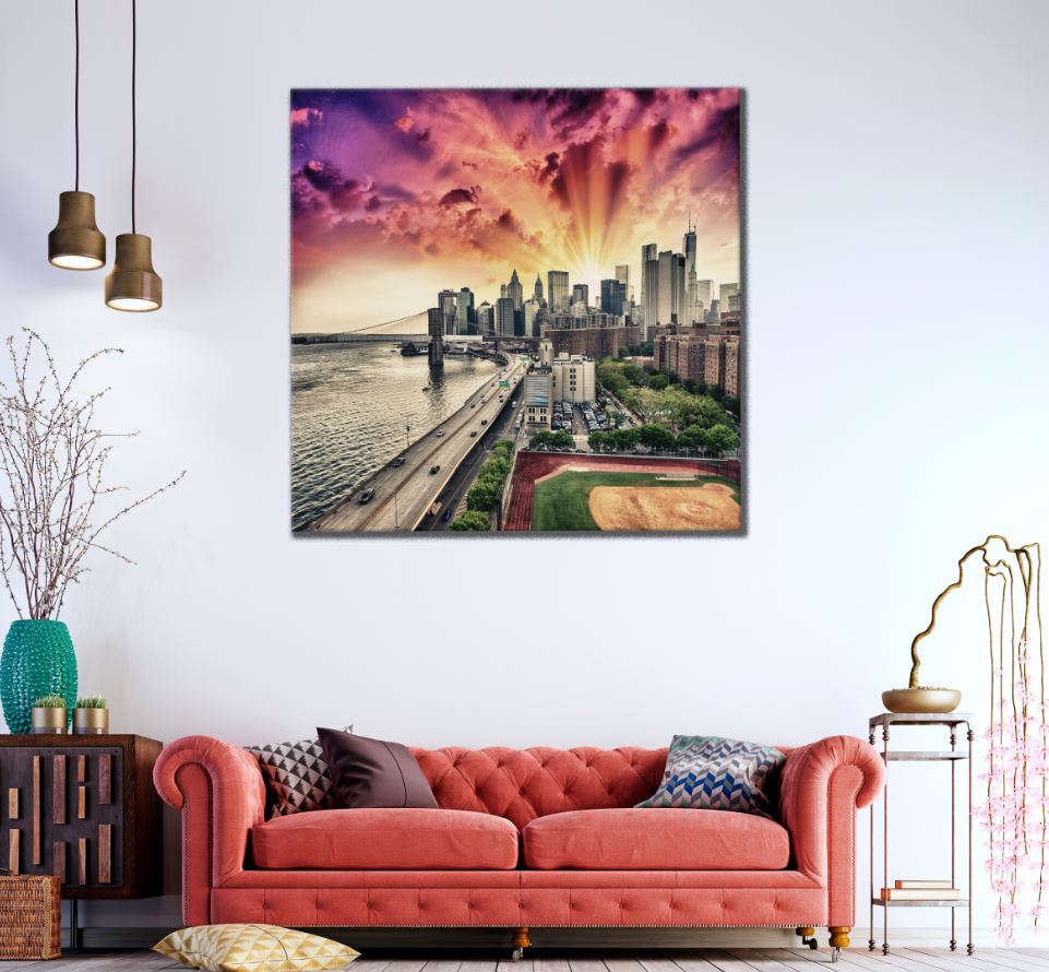 Square Canvas Sea & City View Photograph High Quality Print 100% Australian Made