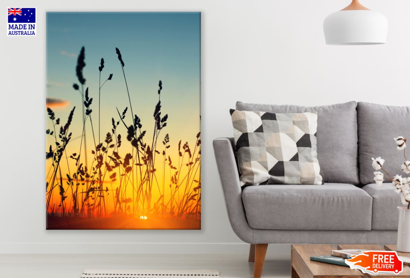 Grass Sunset View Photograph Print 100% Australian Made