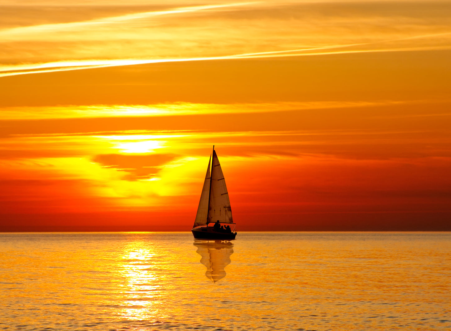Boat on Sea at Sunset Scenery Photograph Print 100% Australian Made