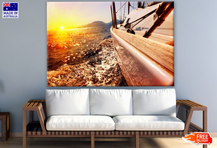 Boat & Sea Sunset Scenery Photograph Print 100% Australian Made