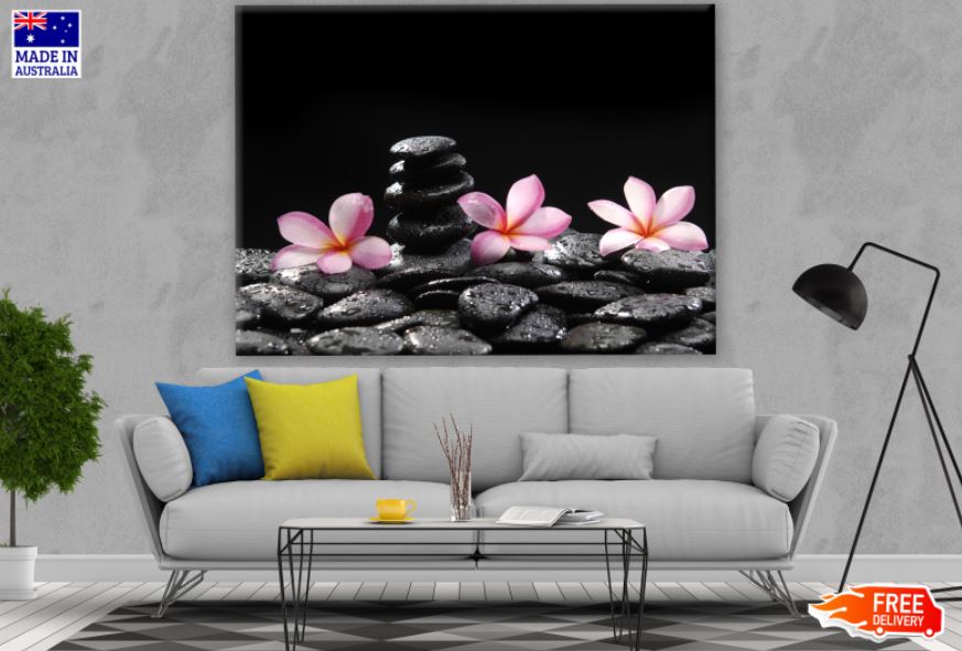 Flowers & Spa Stones B&W Photograph Print 100% Australian Made