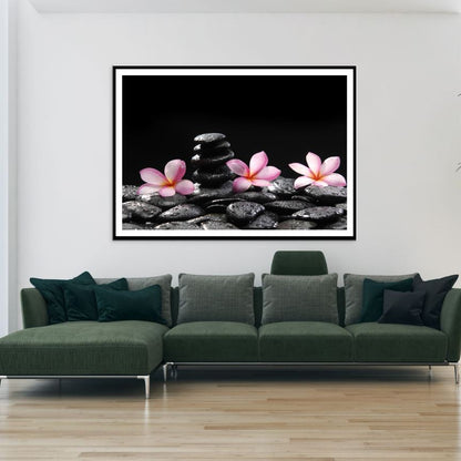 Zen Stones & Flowers Photograph Home Decor Premium Quality Poster Print Choose Your Sizes