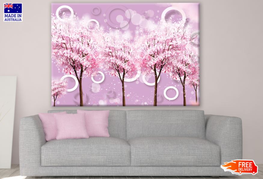 Pink Trees & Circle 3D Design Print 100% Australian Made