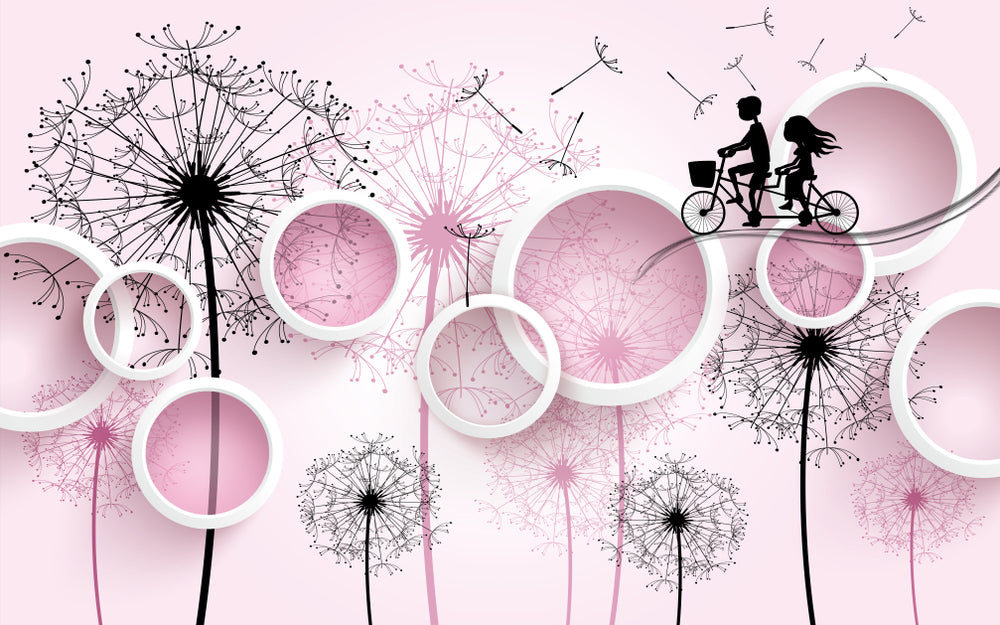 Dandelion Flowers & 3D Circles Design Print 100% Australian Made