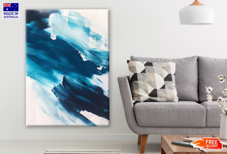 Blue & White Abstract Painting Design Print 100% Australian Made