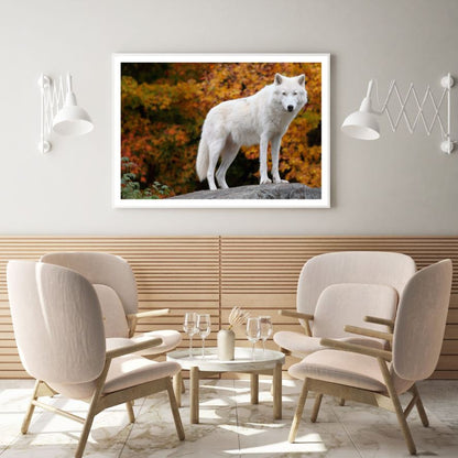 White Dog in Forest Photograph Home Decor Premium Quality Poster Print Choose Your Sizes