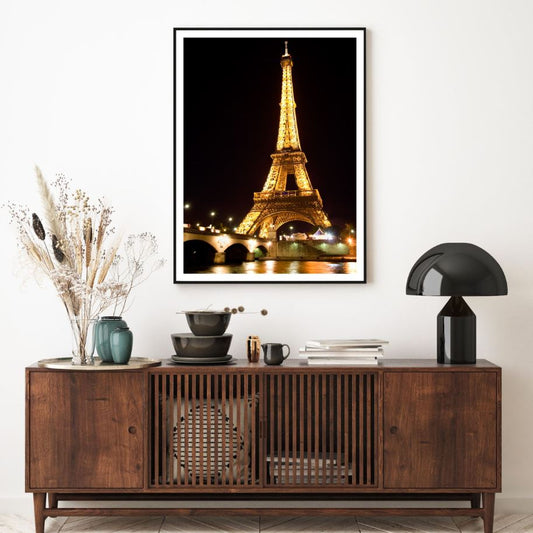 Eiffel Tower Night Scenery View Home Decor Premium Quality Poster Print Choose Your Sizes