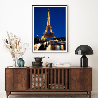 Eiffel Tower Night Scenery View Home Decor Premium Quality Poster Print Choose Your Sizes