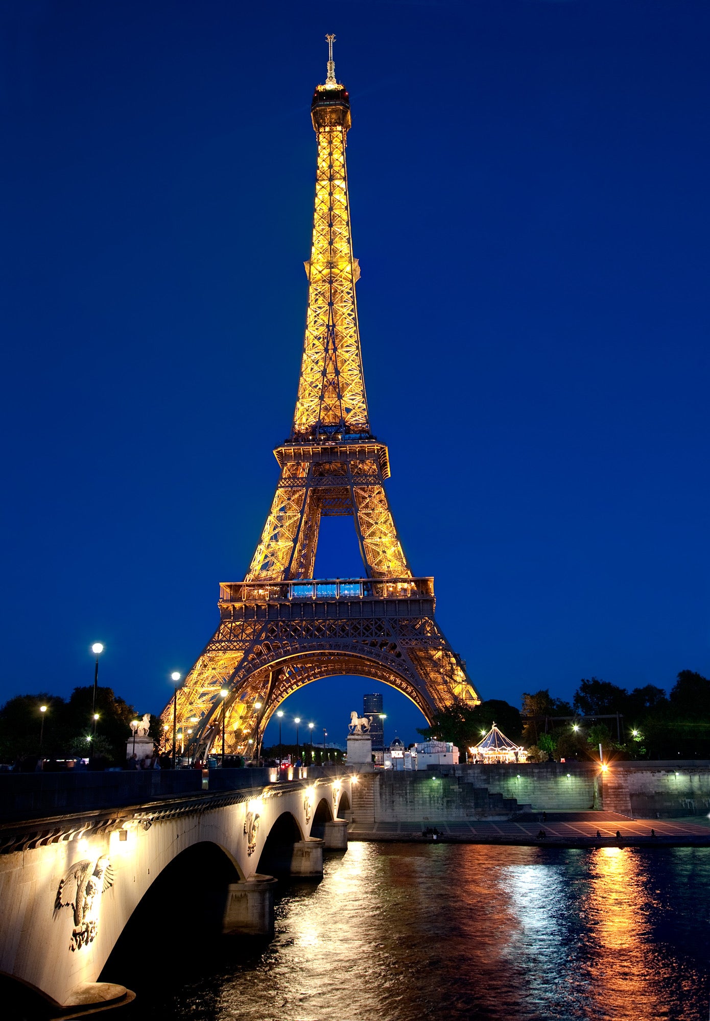 Eiffel Tower Night Scenery View Home Decor Premium Quality Poster Print Choose Your Sizes