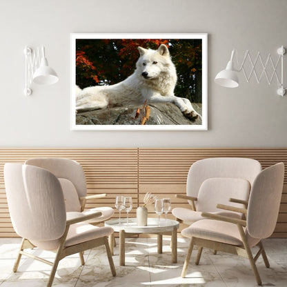 White Dog in Forest Photograph Home Decor Premium Quality Poster Print Choose Your Sizes