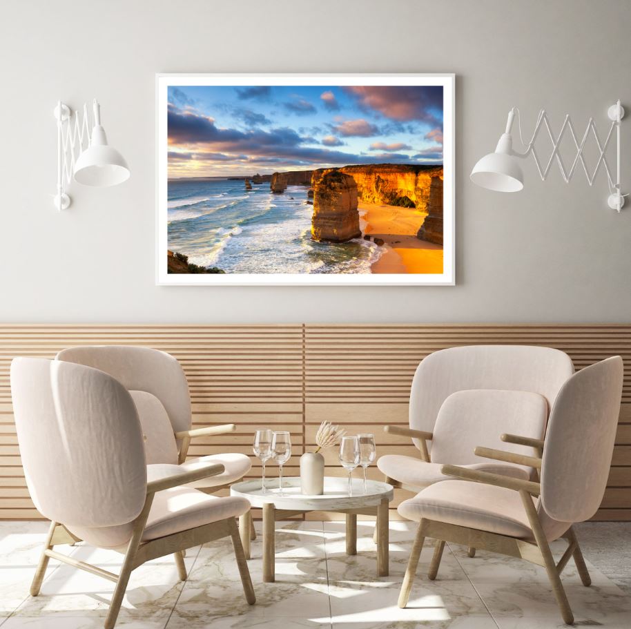 Sea with Cliff Sunset Scenery Home Decor Premium Quality Poster Print Choose Your Sizes