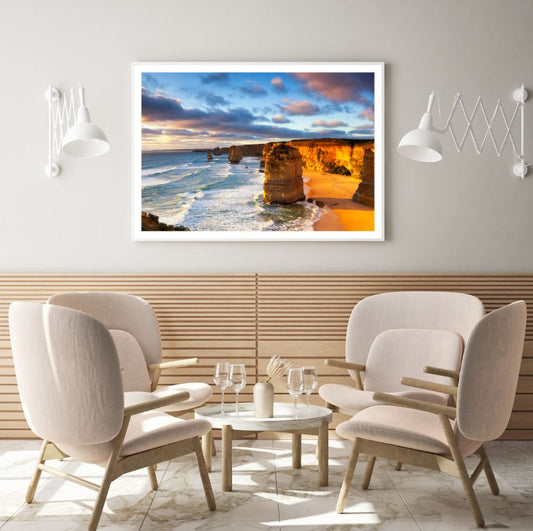 Sea with Cliff Sunset Scenery Home Decor Premium Quality Poster Print Choose Your Sizes