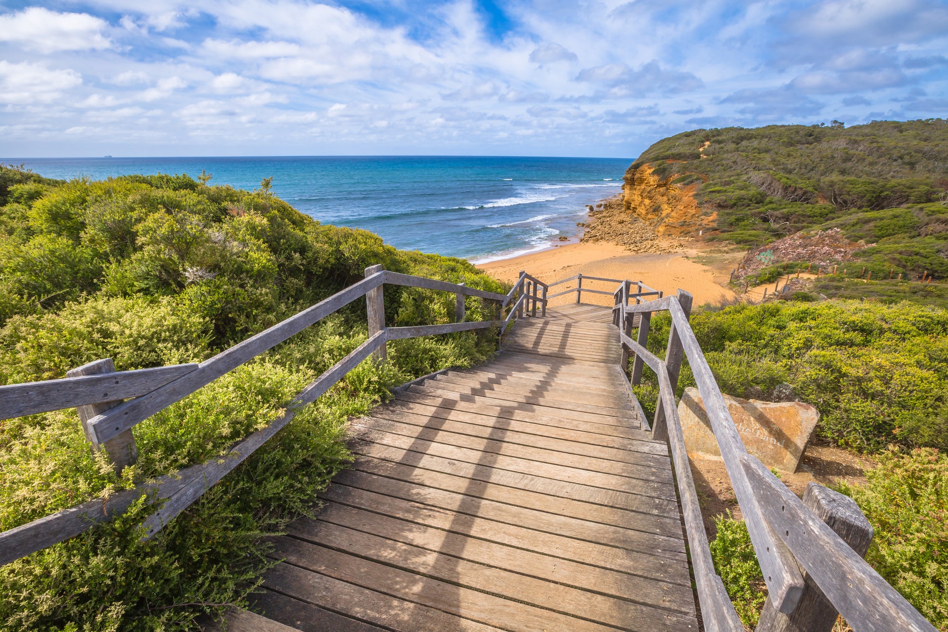 Wooden Stairs in Beach Photograph Home Decor Premium Quality Poster Print Choose Your Sizes