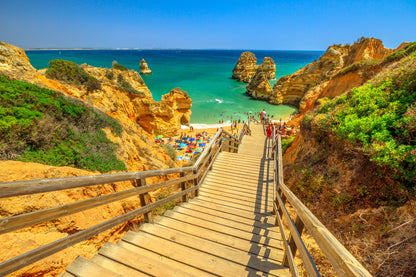 Wooden Stairs in Beach Photograph Home Decor Premium Quality Poster Print Choose Your Sizes