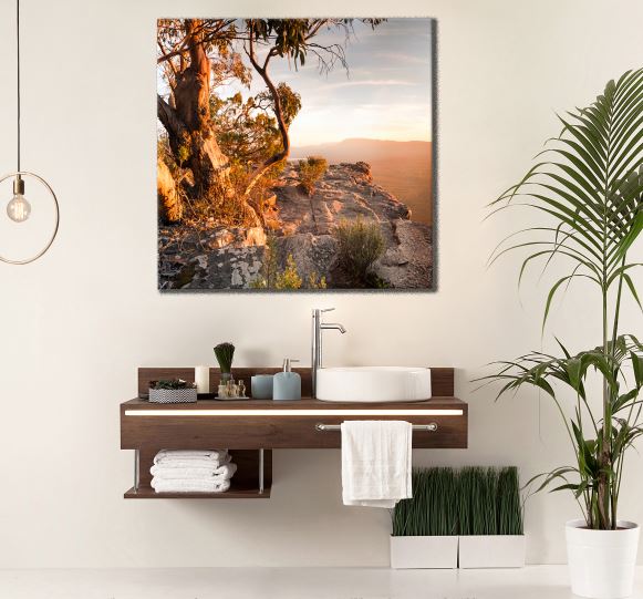 Square Canvas Bush on Mountains Sunset Scenery Photograph High Quality Print 100% Australian Made