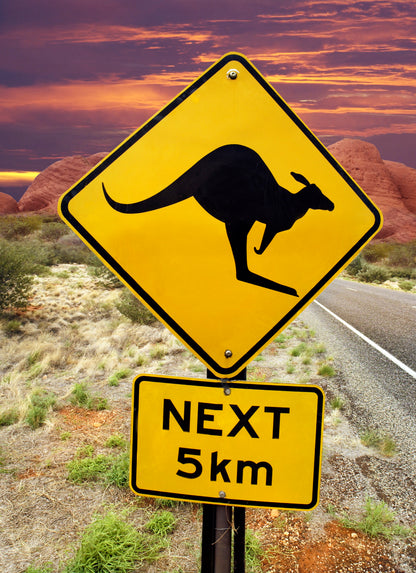 Kangaroo Crossing Road Sign View Home Decor Premium Quality Poster Print Choose Your Sizes