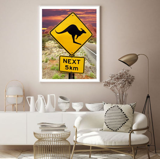 Kangaroo Crossing Road Sign View Home Decor Premium Quality Poster Print Choose Your Sizes