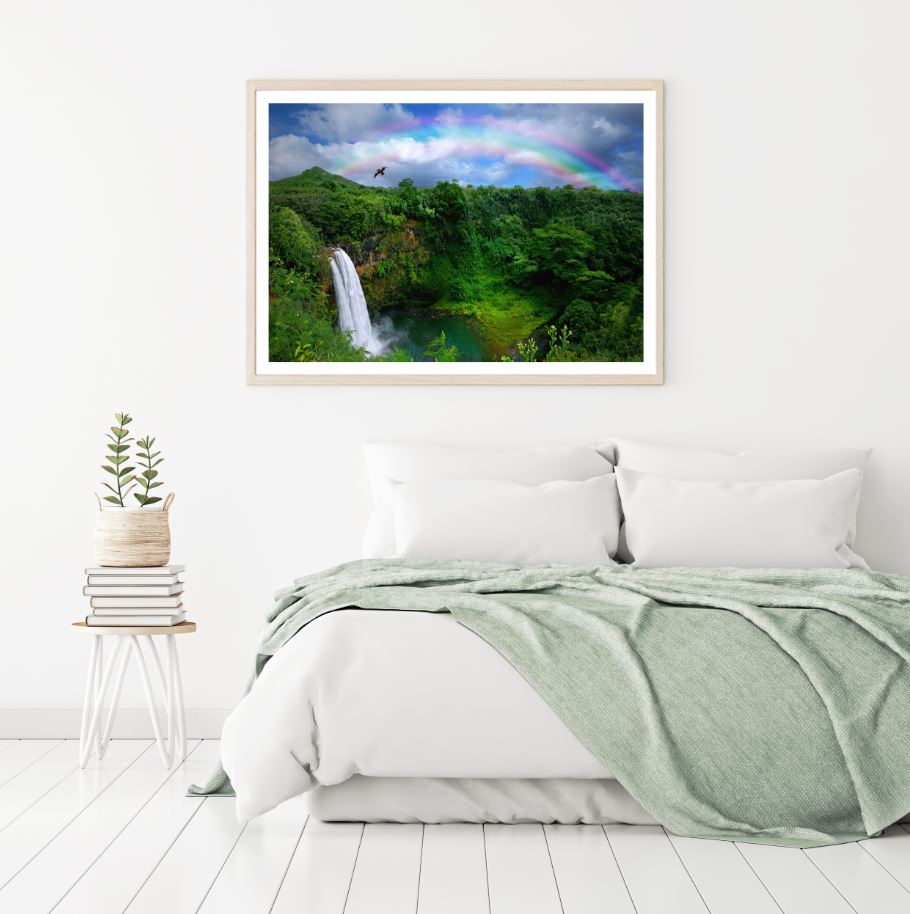 Waterfall & Rainbow Scenery View Home Decor Premium Quality Poster Print Choose Your Sizes