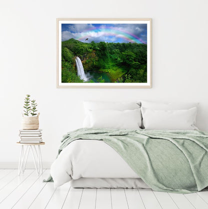 Waterfall & Rainbow Scenery View Home Decor Premium Quality Poster Print Choose Your Sizes