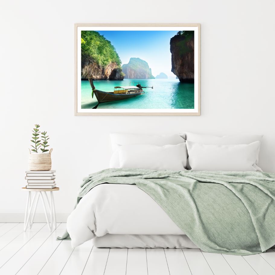 Boat on Stunning Sea Photograph Home Decor Premium Quality Poster Print Choose Your Sizes