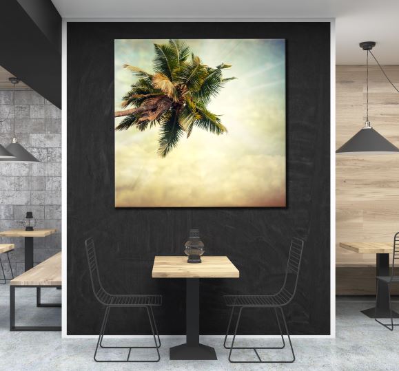 Square Canvas Palm Tree View from Beneath High Quality Print 100% Australian Made