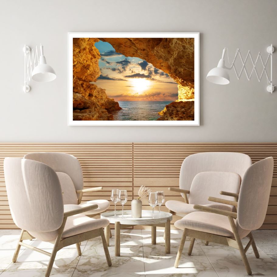 Sea Cave Sunset Scenery View Home Decor Premium Quality Poster Print Choose Your Sizes