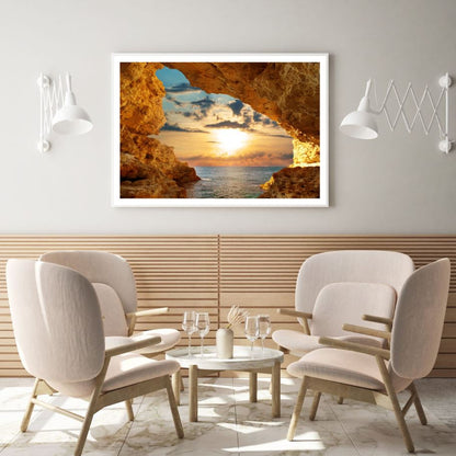Sea Cave Sunset Scenery View Home Decor Premium Quality Poster Print Choose Your Sizes