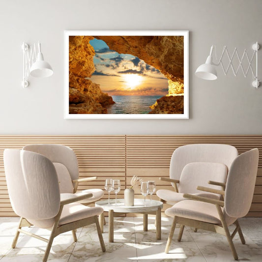 Sea Cave Sunset Scenery View Home Decor Premium Quality Poster Print Choose Your Sizes