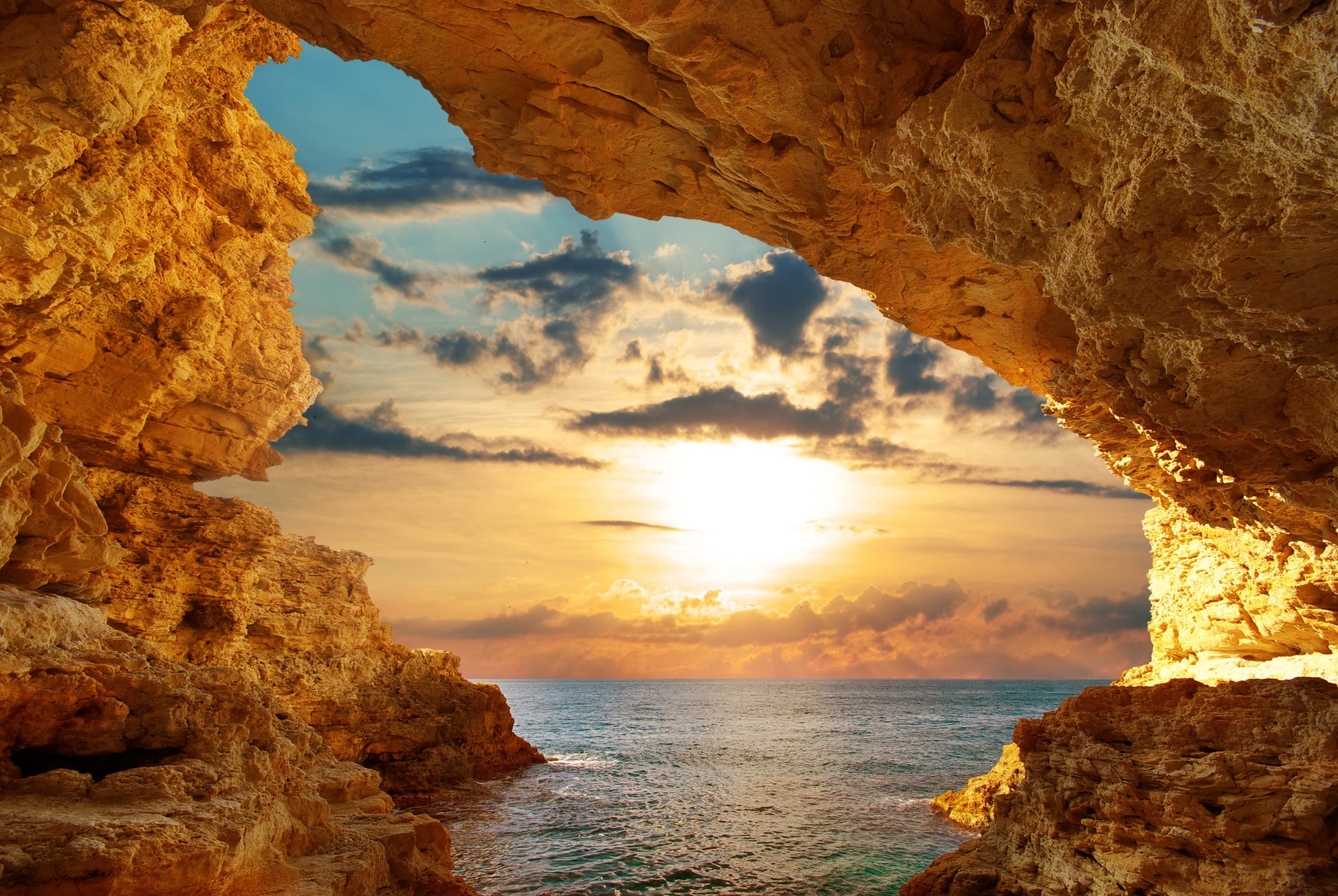Sea Cave Sunset Scenery View Home Decor Premium Quality Poster Print Choose Your Sizes