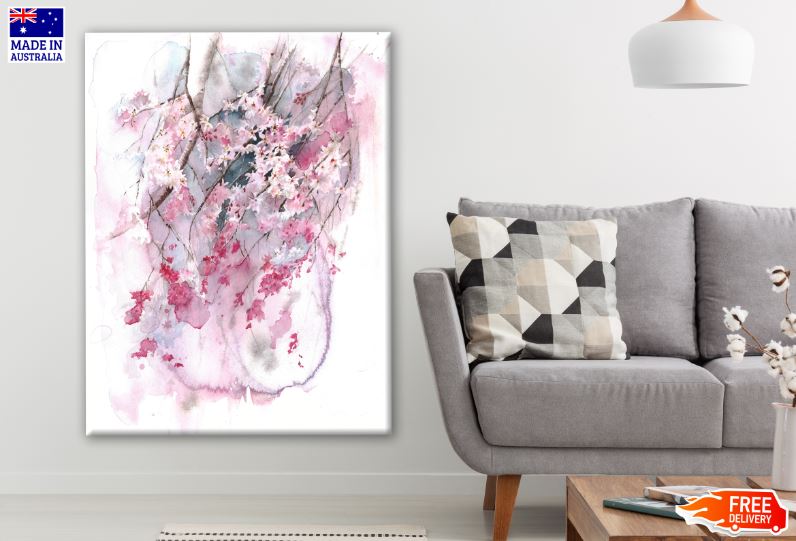 Pink Floral Watercolor Painting Print 100% Australian Made