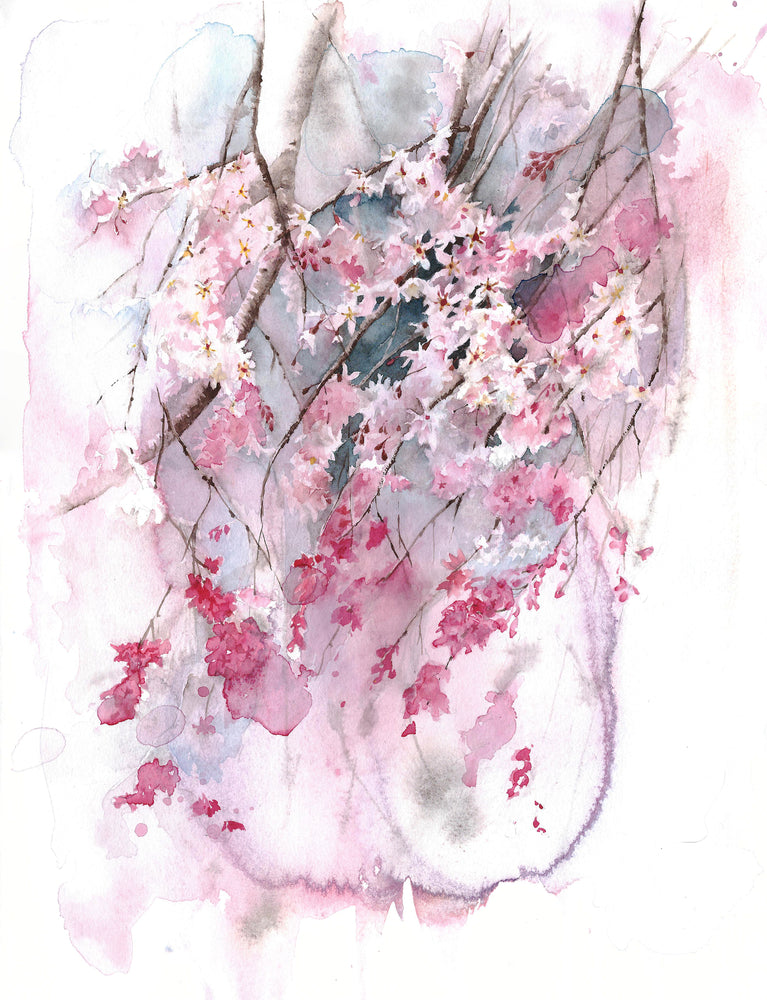 Pink Floral Watercolor Painting Print 100% Australian Made