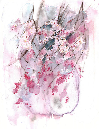 Pink Floral Watercolor Painting Print 100% Australian Made