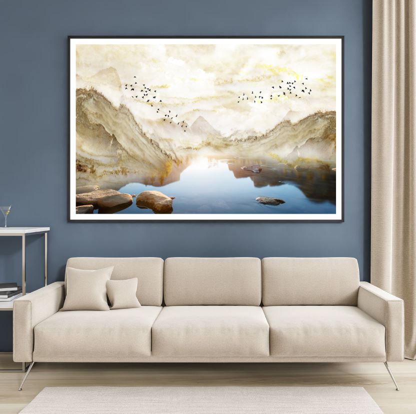 Lake Between Mountain Scenery Home Decor Premium Quality Poster Print Choose Your Sizes