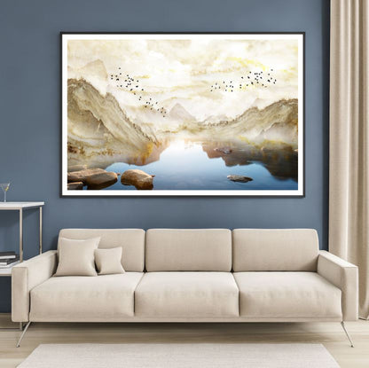 Lake Between Mountain Scenery Home Decor Premium Quality Poster Print Choose Your Sizes