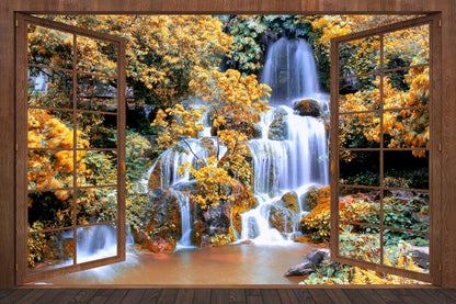 Waterfall Scenery Photograph Window View Print 100% Australian Made