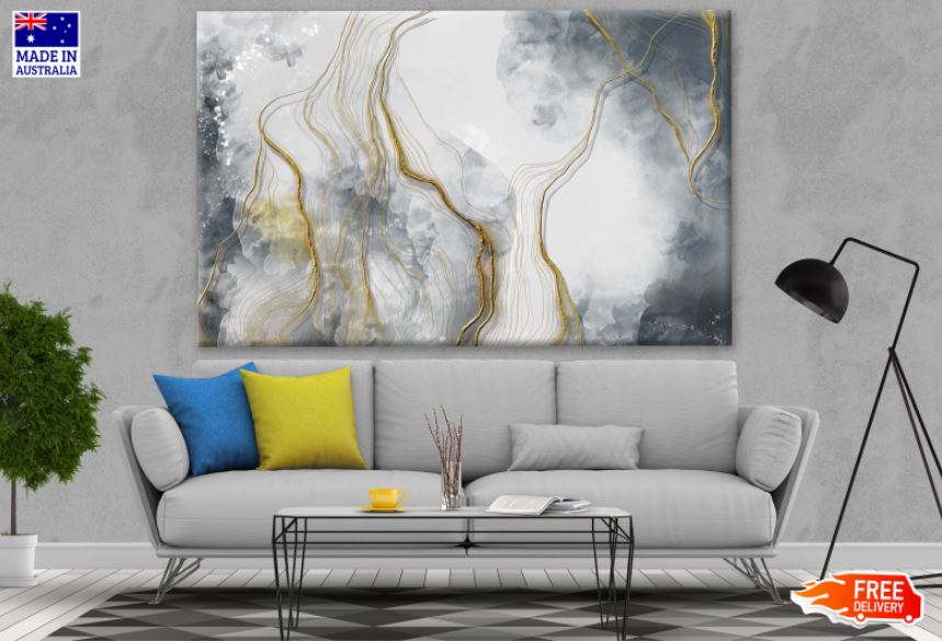 Gold & Grey Abstract Design Print 100% Australian Made