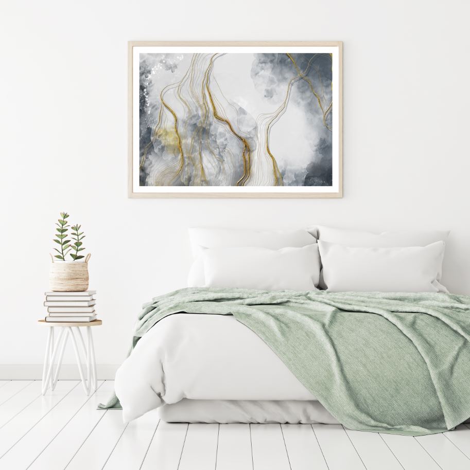 Grey & Gold Abstract Design Home Decor Premium Quality Poster Print Choose Your Sizes