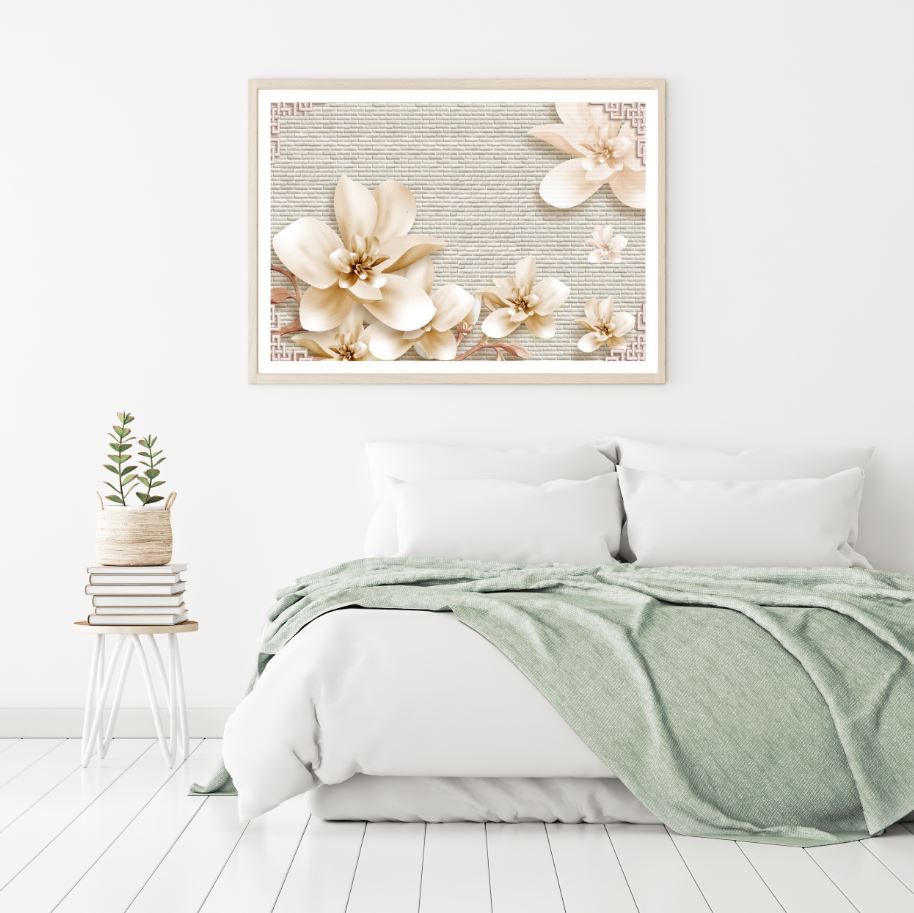 Gold Floral 3D Design Home Decor Premium Quality Poster Print Choose Your Sizes