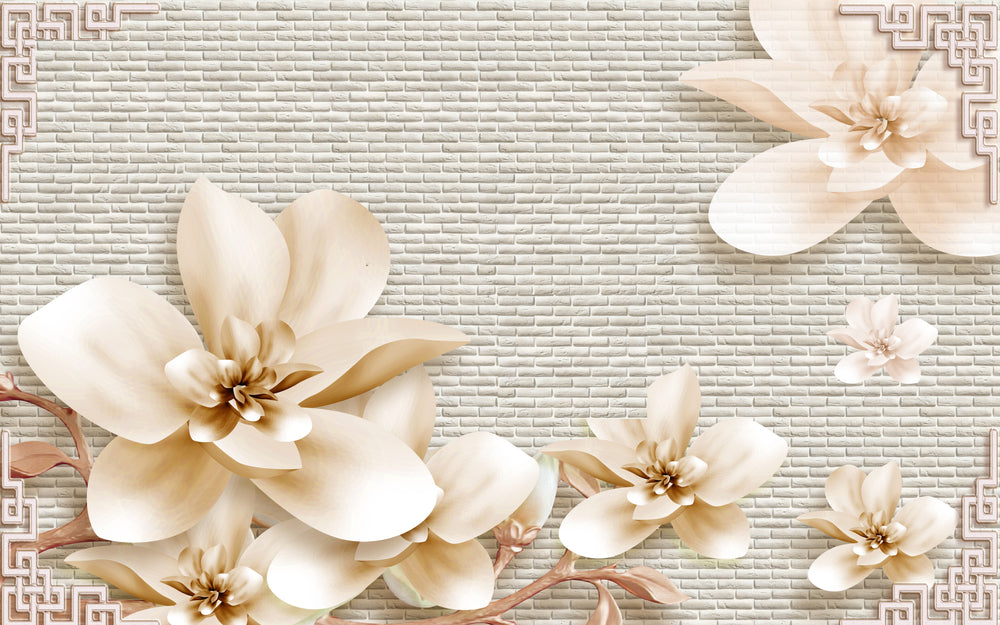 Gold Floral 3D Design Home Decor Premium Quality Poster Print Choose Your Sizes