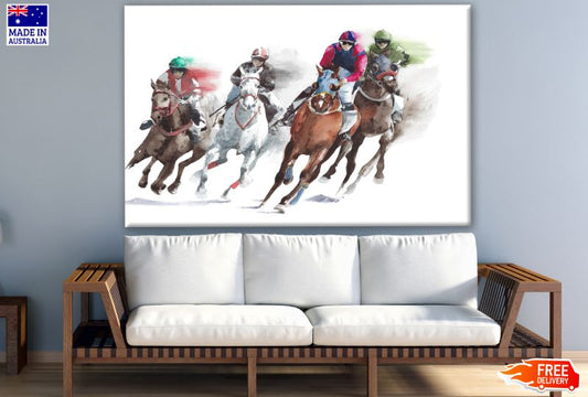 Horse Racing Watercolor Painting Print 100% Australian Made