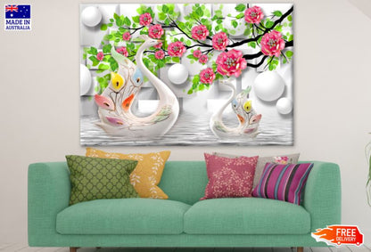 Flowers & Swans 3D Design Print 100% Australian Made