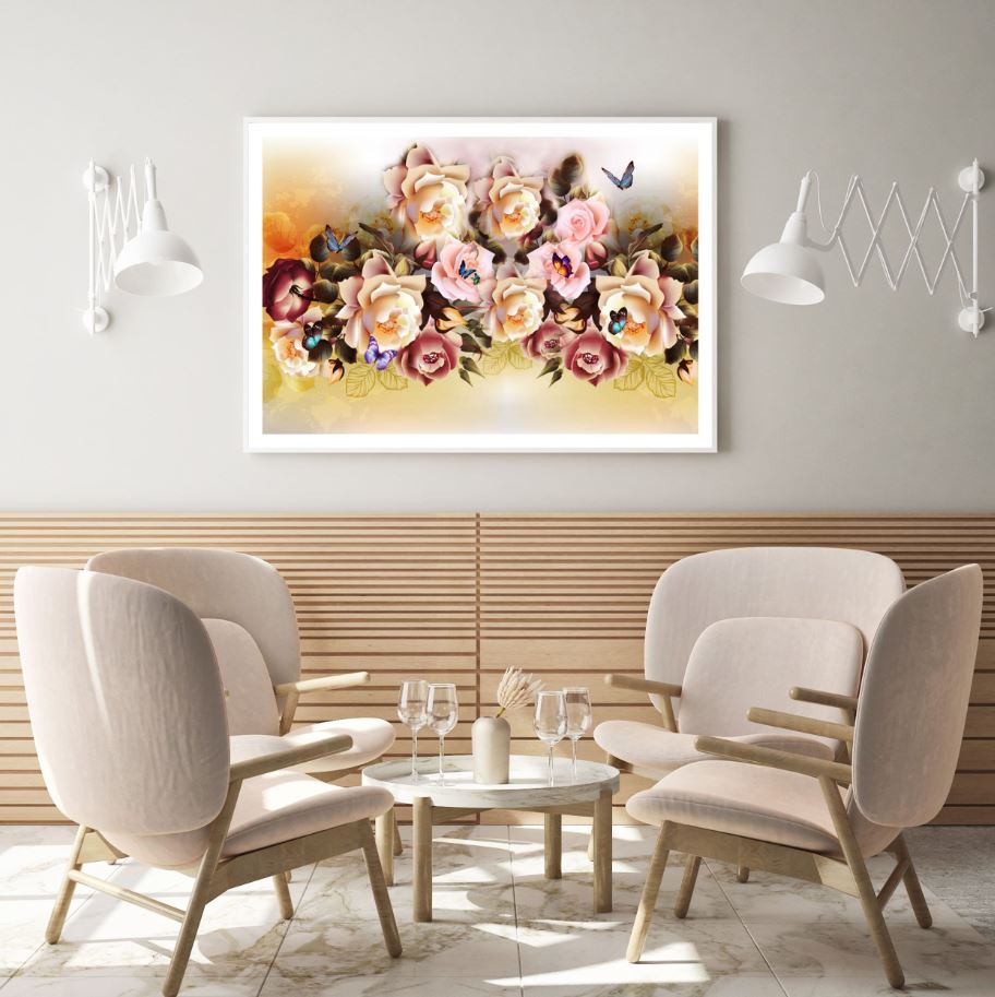 Flowers & Butterflies 3D Design Home Decor Premium Quality Poster Print Choose Your Sizes