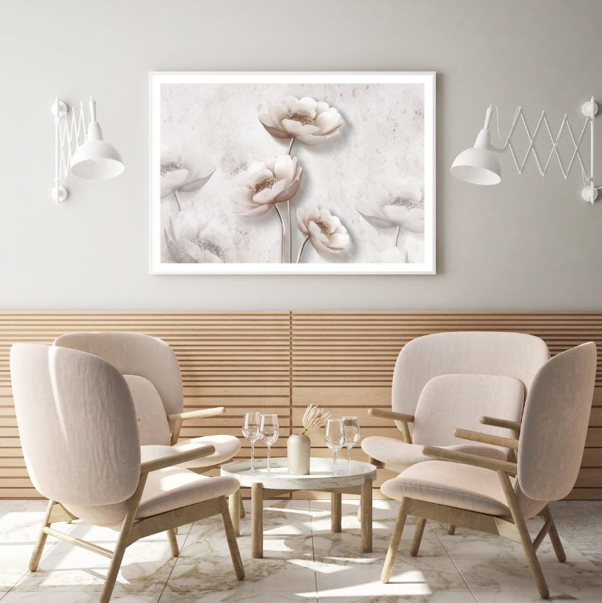 White & Brown 3D Floral Design Home Decor Premium Quality Poster Print Choose Your Sizes