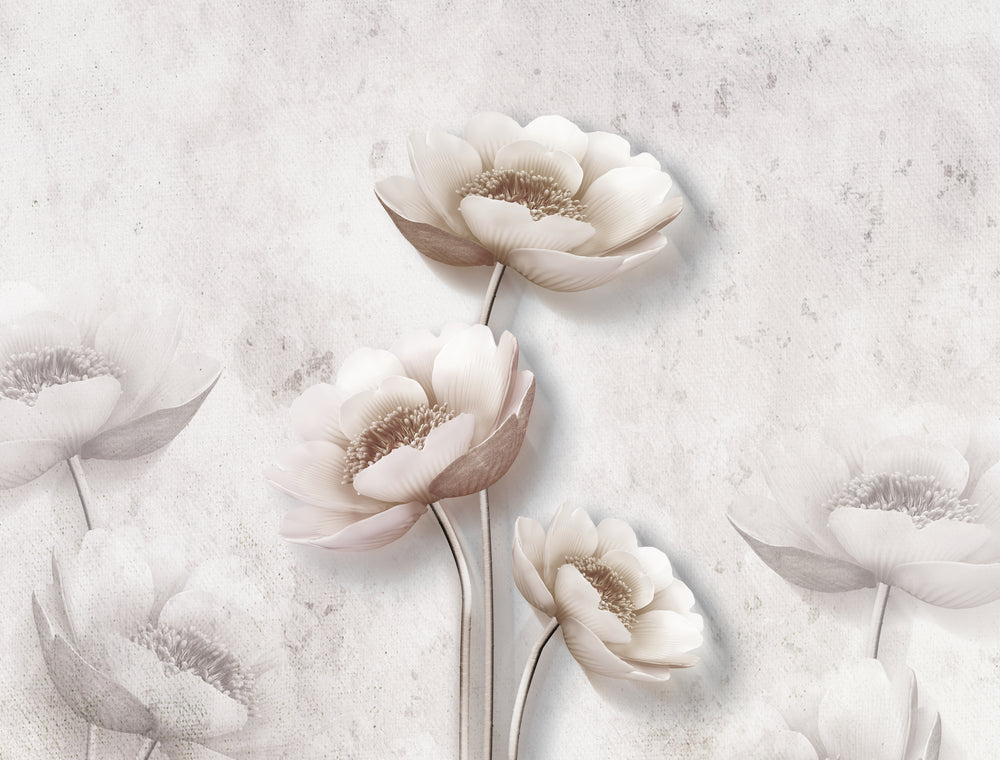 White & Gold 3D Floral Design Print 100% Australian Made